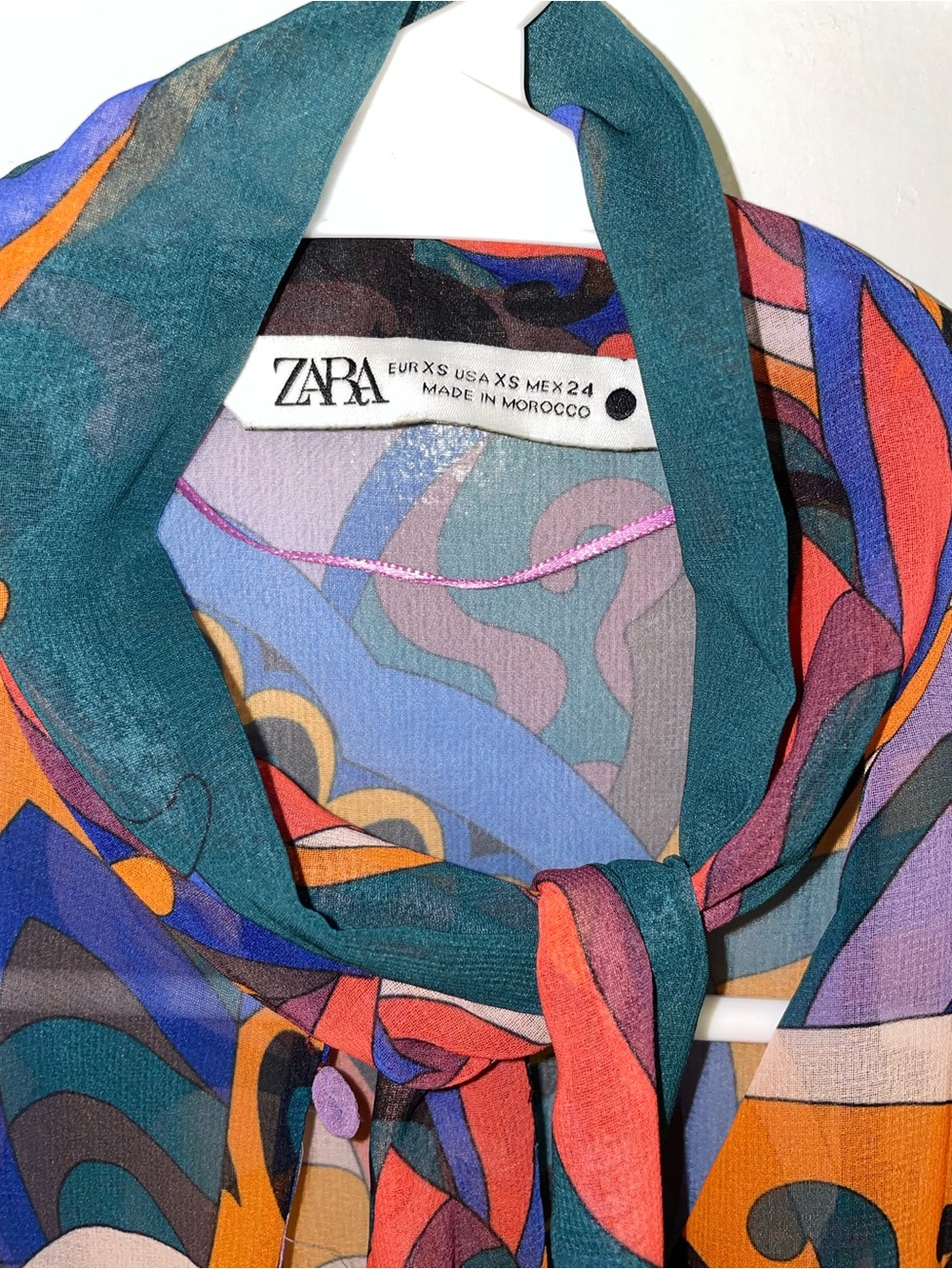 Zara Purple Multi-Color Printed Long-Sleeve Mini Dress - Picture 3 of 5